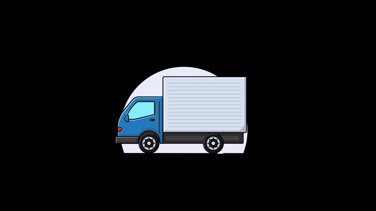 Animated Delivery Truck with Clock Icon for Fast Shipping