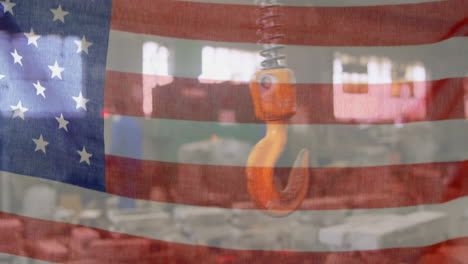 animation of american flag waving over man in the background