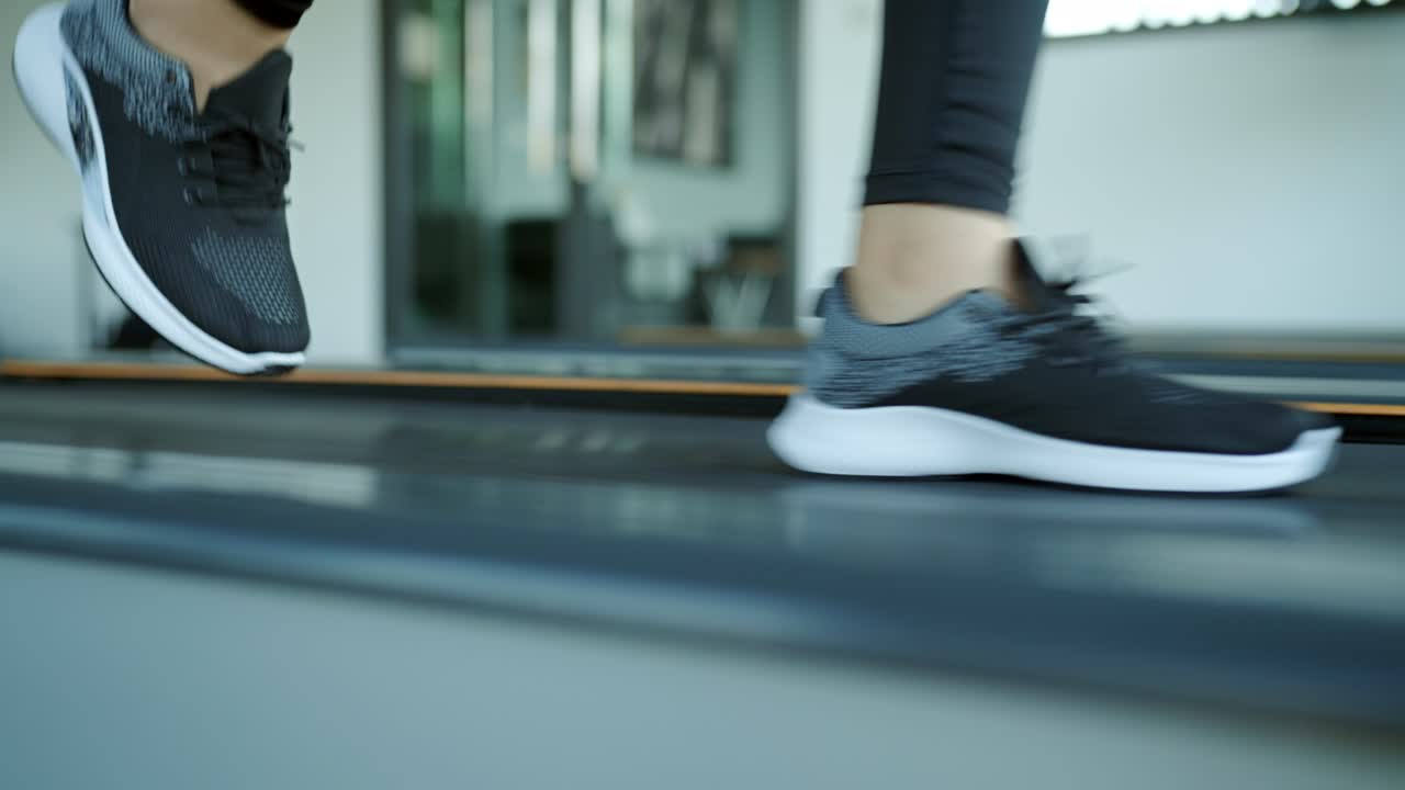 mujer corriendo en una cinta de correr en el gimnasio