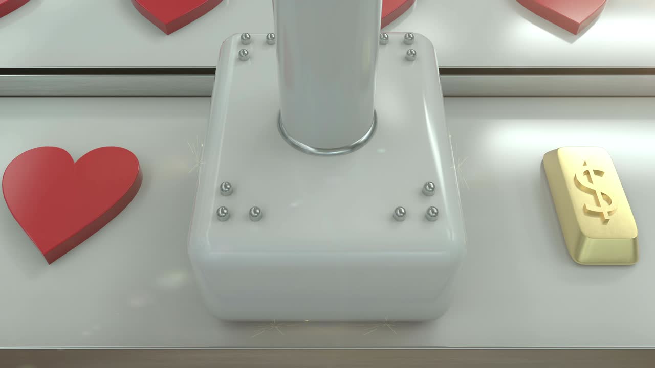 3d looped animation of transformation like icons into a gold bars (money, earnings) 소셜 네트워킹 공장의 컨베이어 테이프의 cgi입니다.