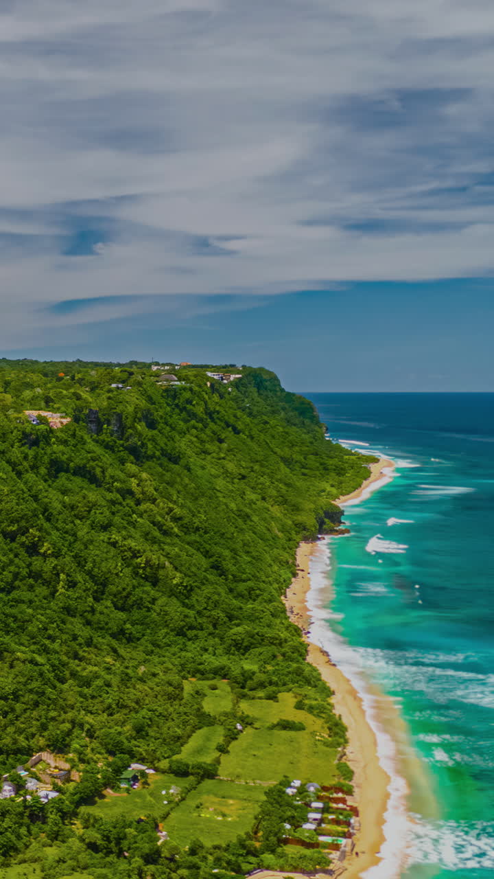 Forested Mountains On Tropical Shores Of Bali, Indonesia. Timelapse