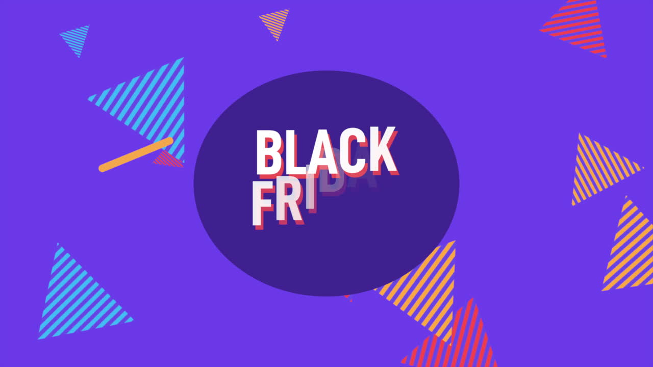 Animationstekst Black Friday og bevægelige abstrakte geometriske former Memphis-baggrund 4