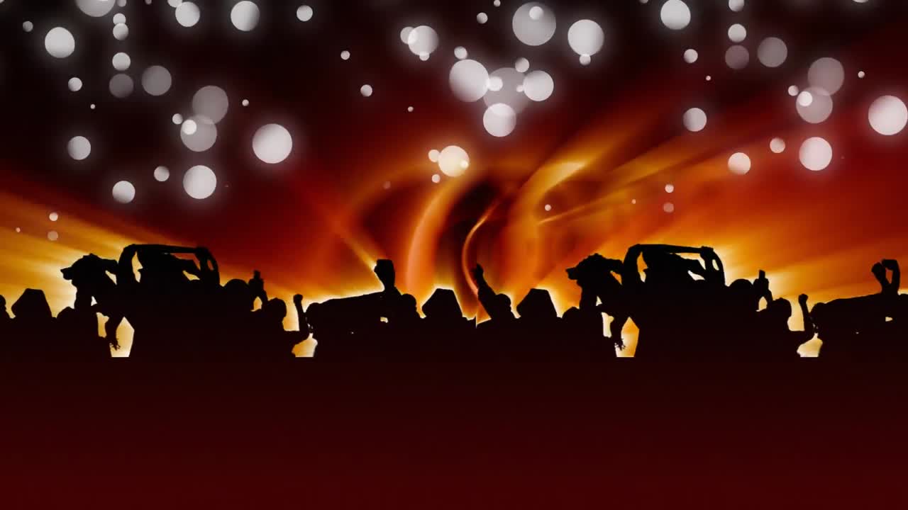 luces bokeh y multitud celebrando