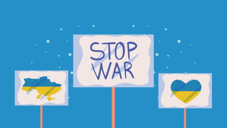 ukraine stop war lettering with banners