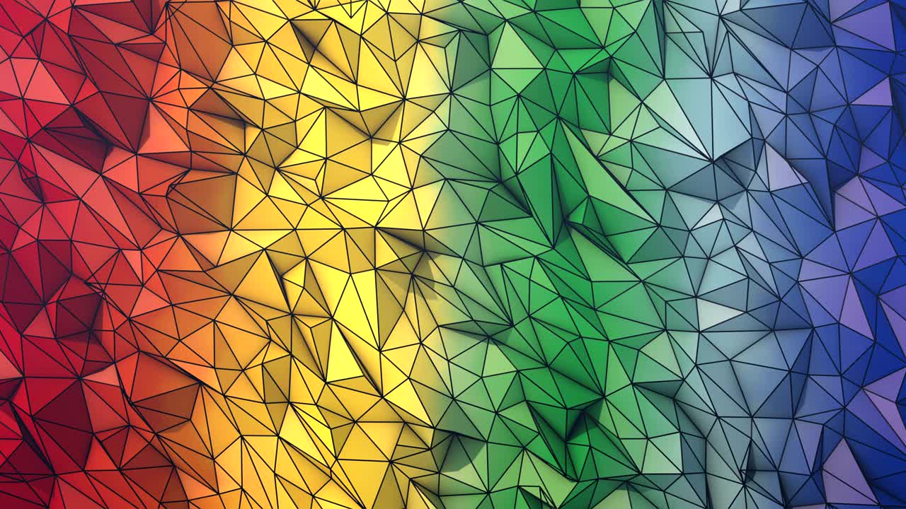 Low polygon background Loop rainbow with wire frame