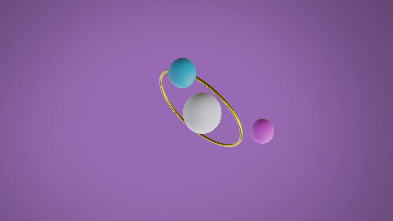 animación de esferas multicolores en 3d sobre un fondo púrpura