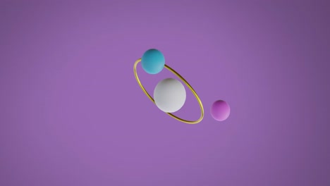 animation of 3d multicoloured spheres on purple background