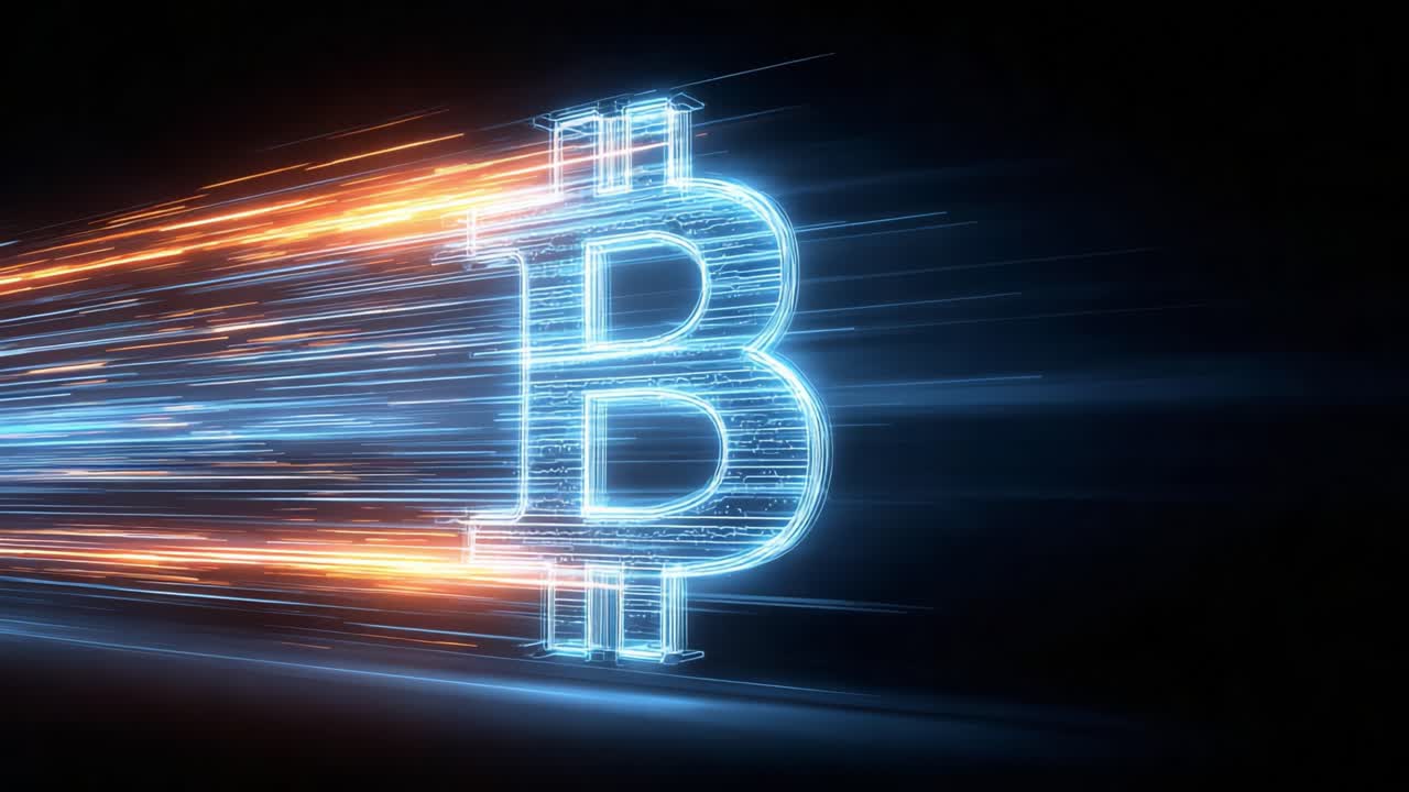 A Dynamic Representation of Bitcoin in Motion, Symbolizing the Revolutionary Impact of Cryptocurrency on Financial Transactions and Digital Economies Across the Globe