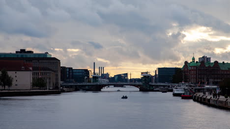 copenhagen water bridge timelapse at sunset