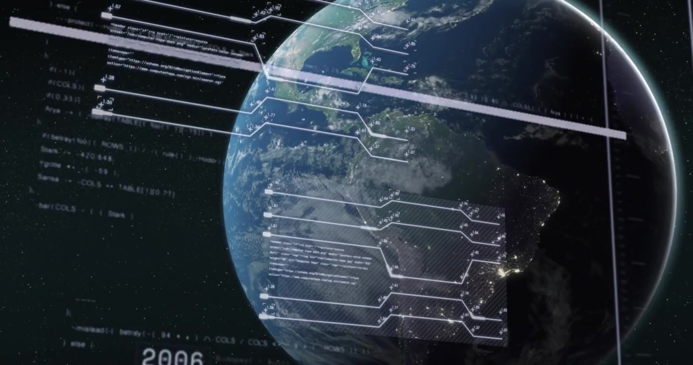 Animation of interface with data processing over globe against blue background