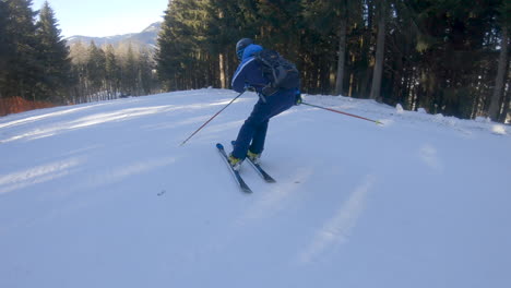 Following-a-Skier-during-Sunset