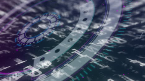 Animation of scope scanning over binary coding in background