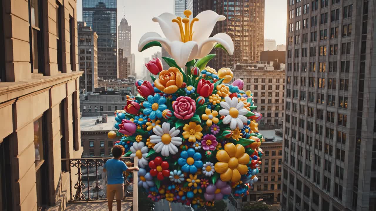 Balloon Flower Bouquet in the City