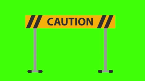 icon of a caution sign on a green screen in 4k