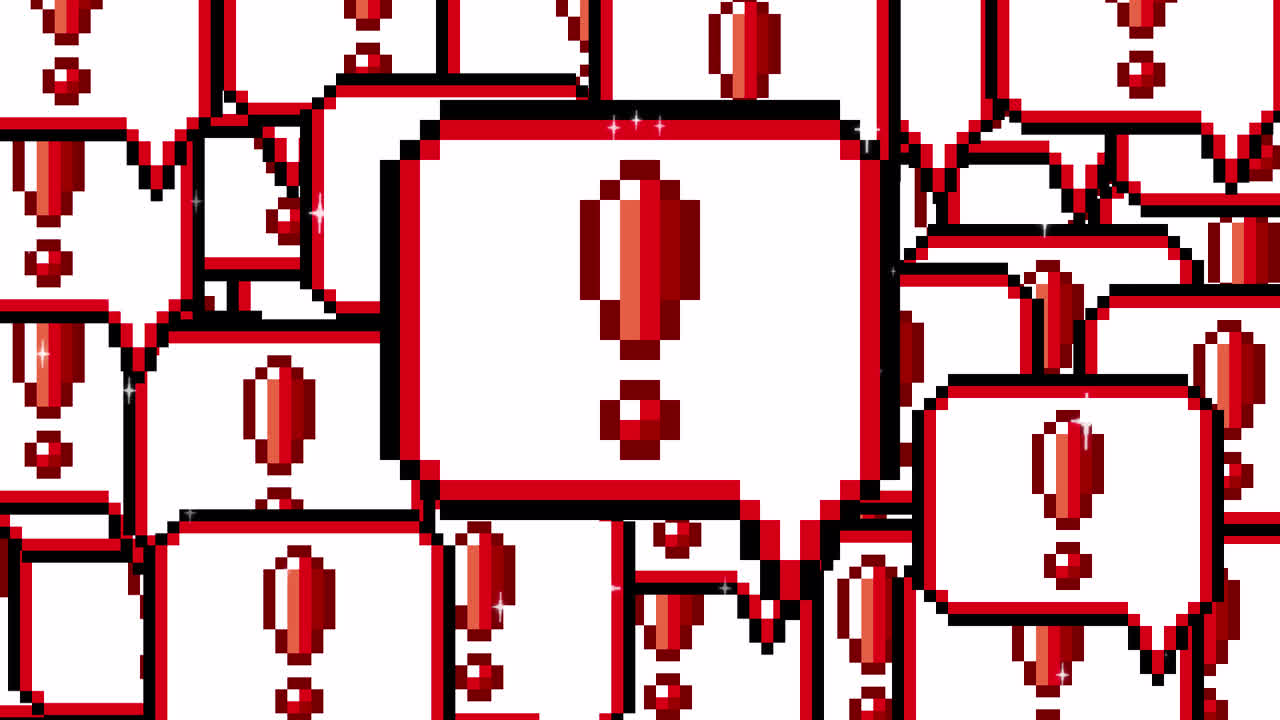 Pixel art pop up speech bubble icon exclamation mark Transitions. 1080p - 30 fps - Alpha Channel (3).mov