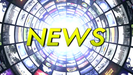 news text animation and monitors tunnel, background, rendering, loop