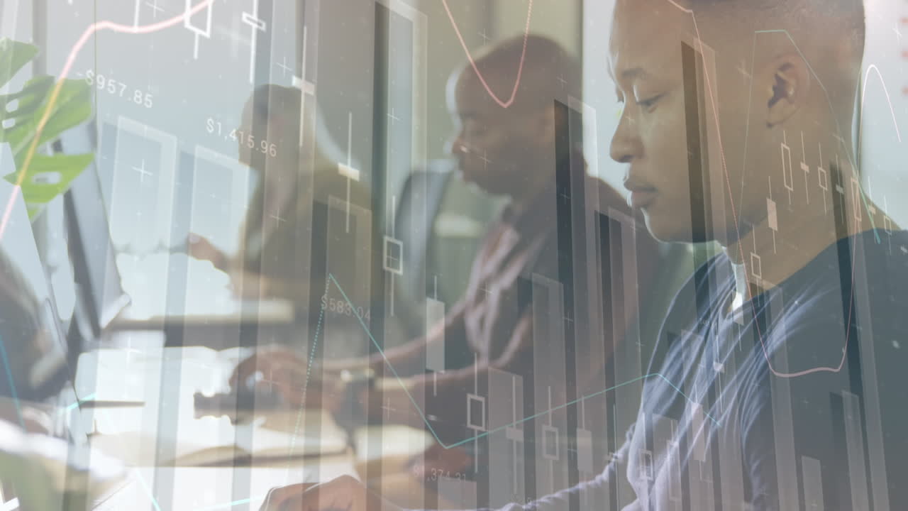 Animation of graphs over diverse coworkers using computers in office