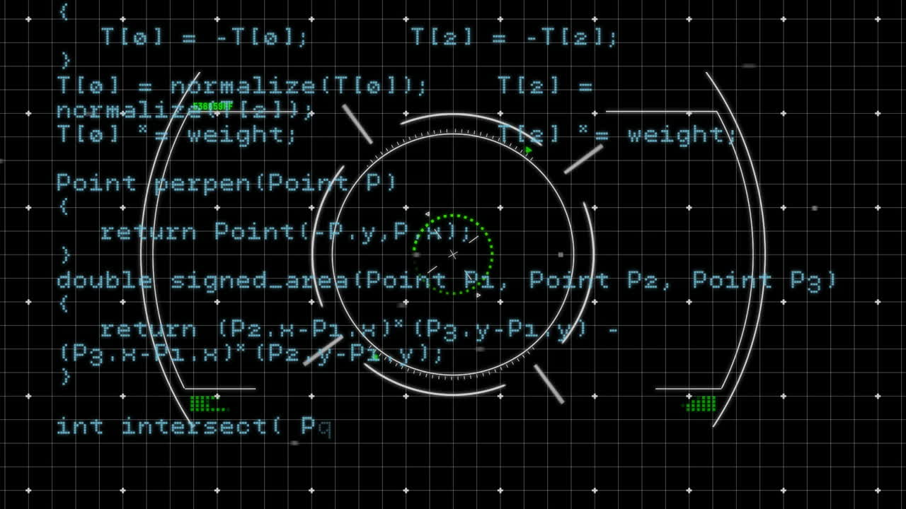 animatie van een cirkelvormige scanner over gegevensverwerking op zwarte achtergrond