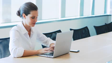 Cheerful-executive-using-laptop-in-conference-room