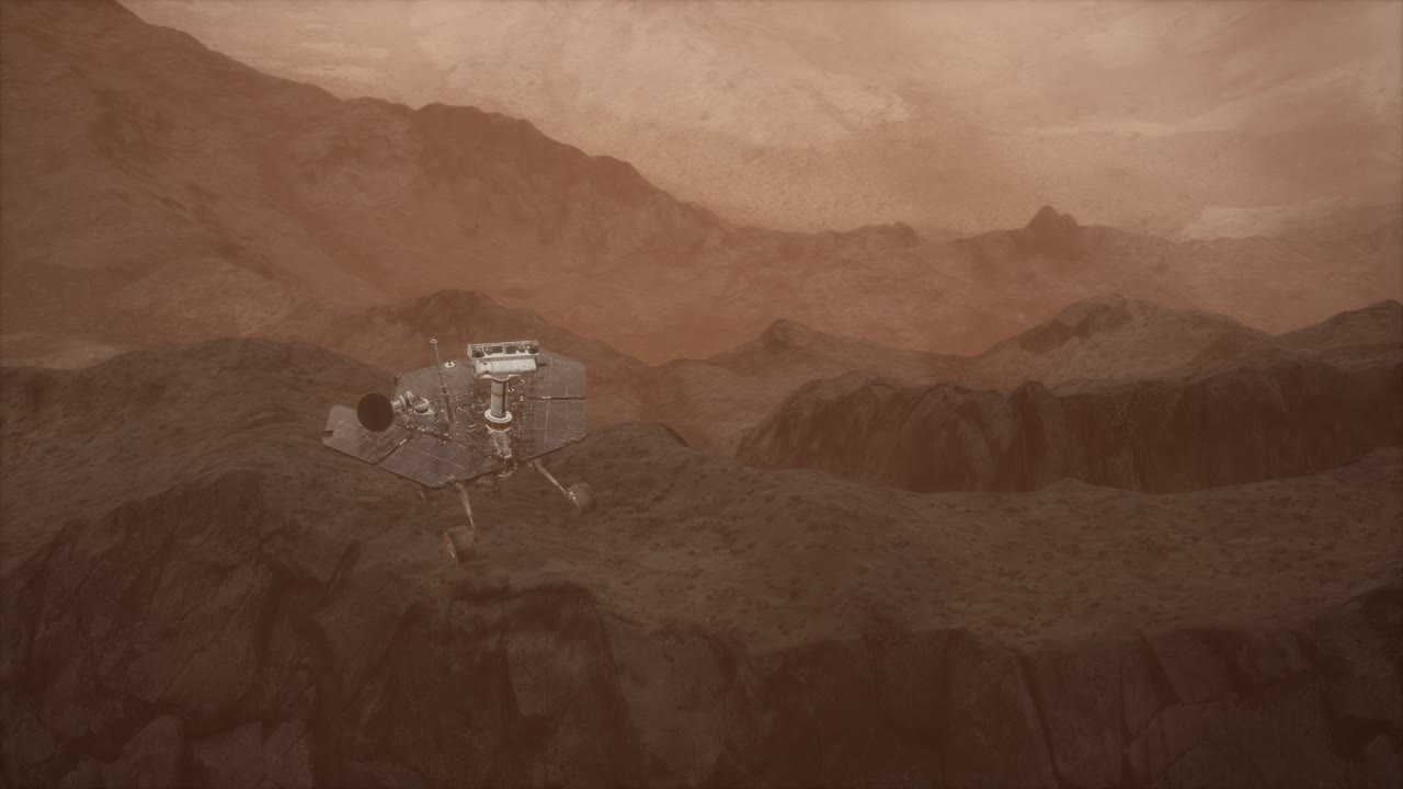 Opportunity-luotain tutkimassa punaisen planeetan pintaa.