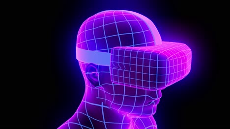 headset de realidad virtual holográfico de animación futurista hmd juego de tecnología de bucle 4k