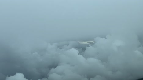 immersive pilot pov flying across a stormy sky as seen by the pilots of a jet