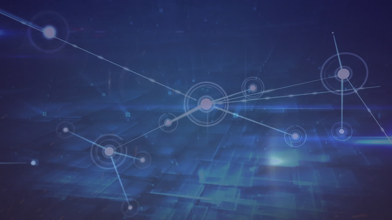 animación de la red de conexiones a través de la pantalla.