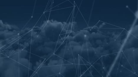 animation of network of connections over clouds in background