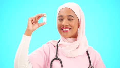 Enfermera,-Médico-Y-Vacuna-Con-Una-Mujer-Musulmana