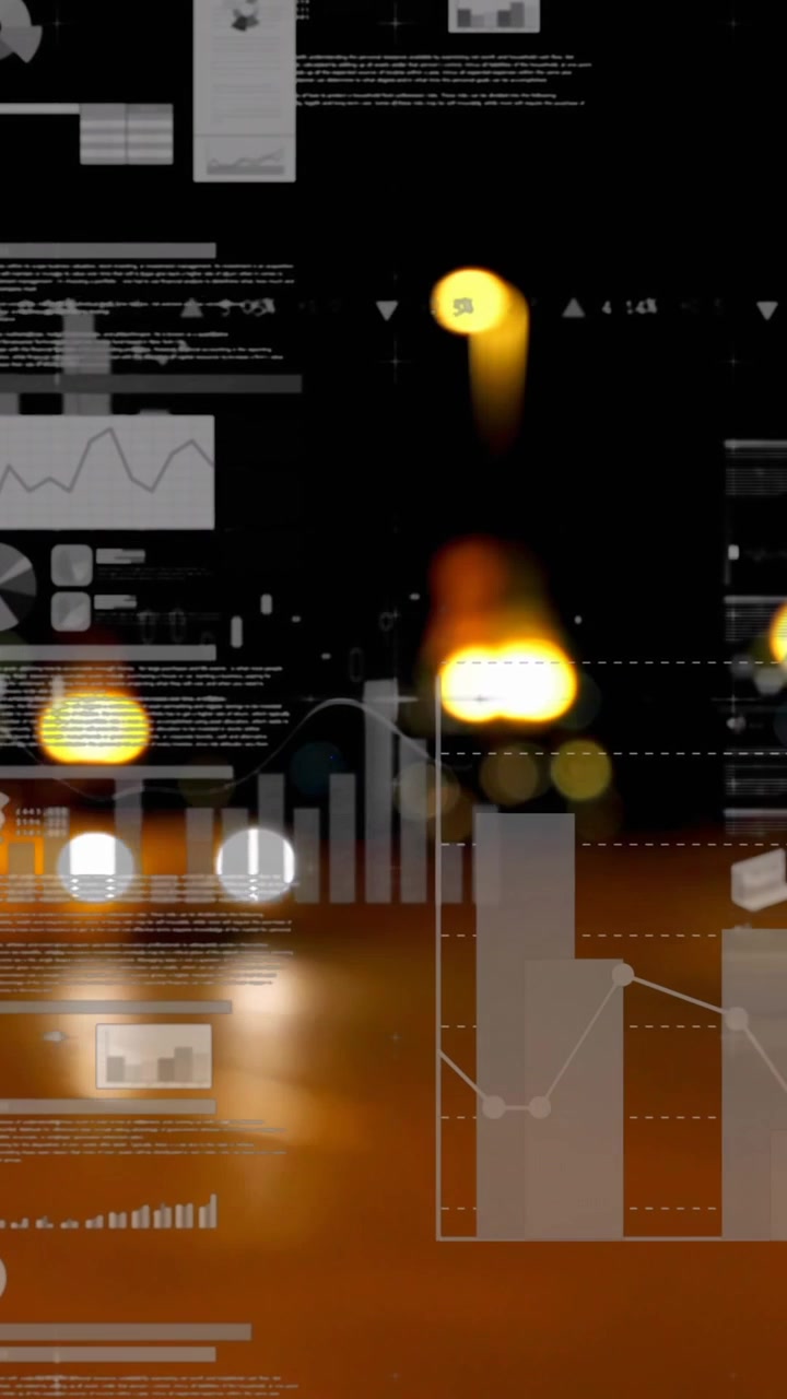 Animation of statistics processing over out of focus lights and cityscape