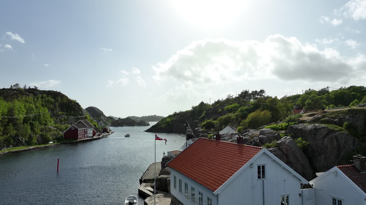 Peaceful flyover of small islands and shorelines.