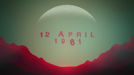 1961년 4월 12일 달과 붉은 산이 우주에 있는 모습