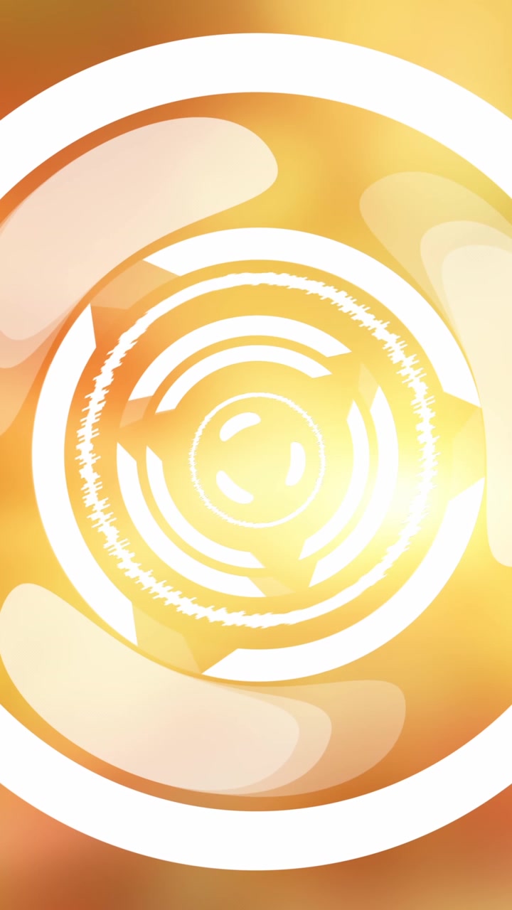 Animation of abstract round scanner spinning against yellow gradient background with copy space
