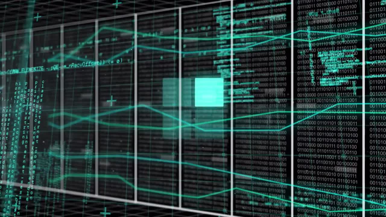 Animation of numbers and data processing over servers