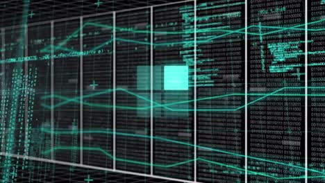 animación de números y procesamiento de datos a través de servidores.