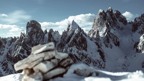 timelapse of the cadini di misurina during winter- a famous landmark in the dolomites - the italian alps