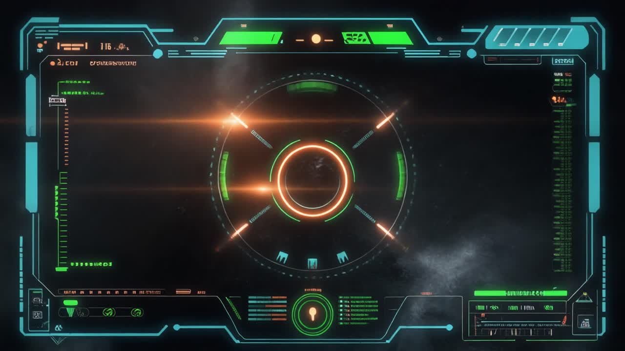 Futuristic Digital HUD Interface with Glowing Data Elements
