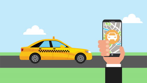 teléfono inteligente con aplicación de servicio de taxi video