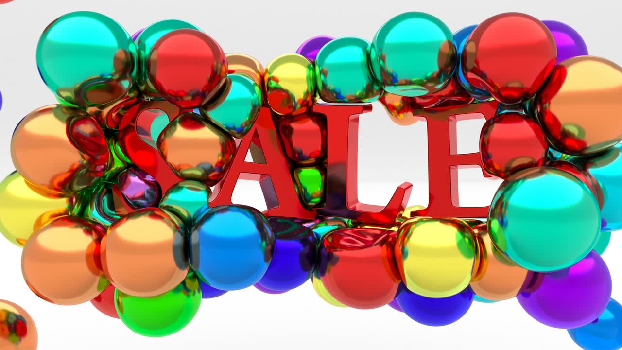 esfera de metal blando texto rojo venta arte fluido 4k