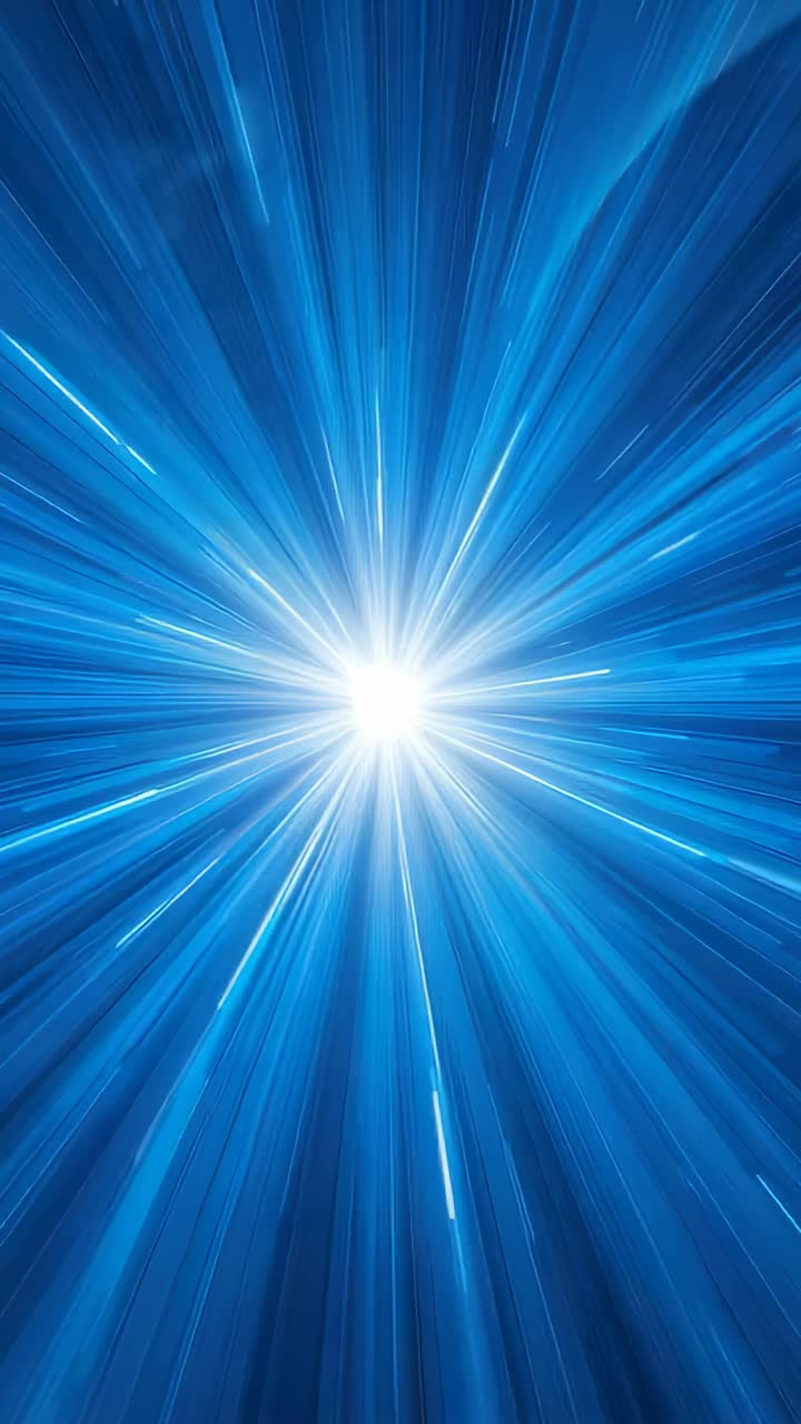 Vertical video: Glowing core sending beams in blue gradient, spawning filaments and creating zoom