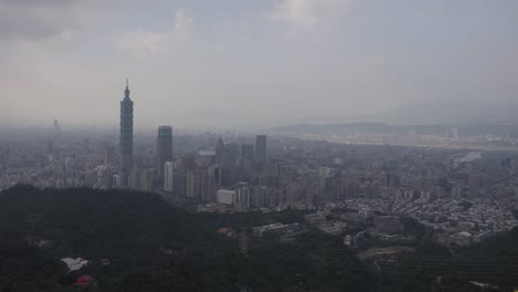 wide angle panning shot of taipei city center