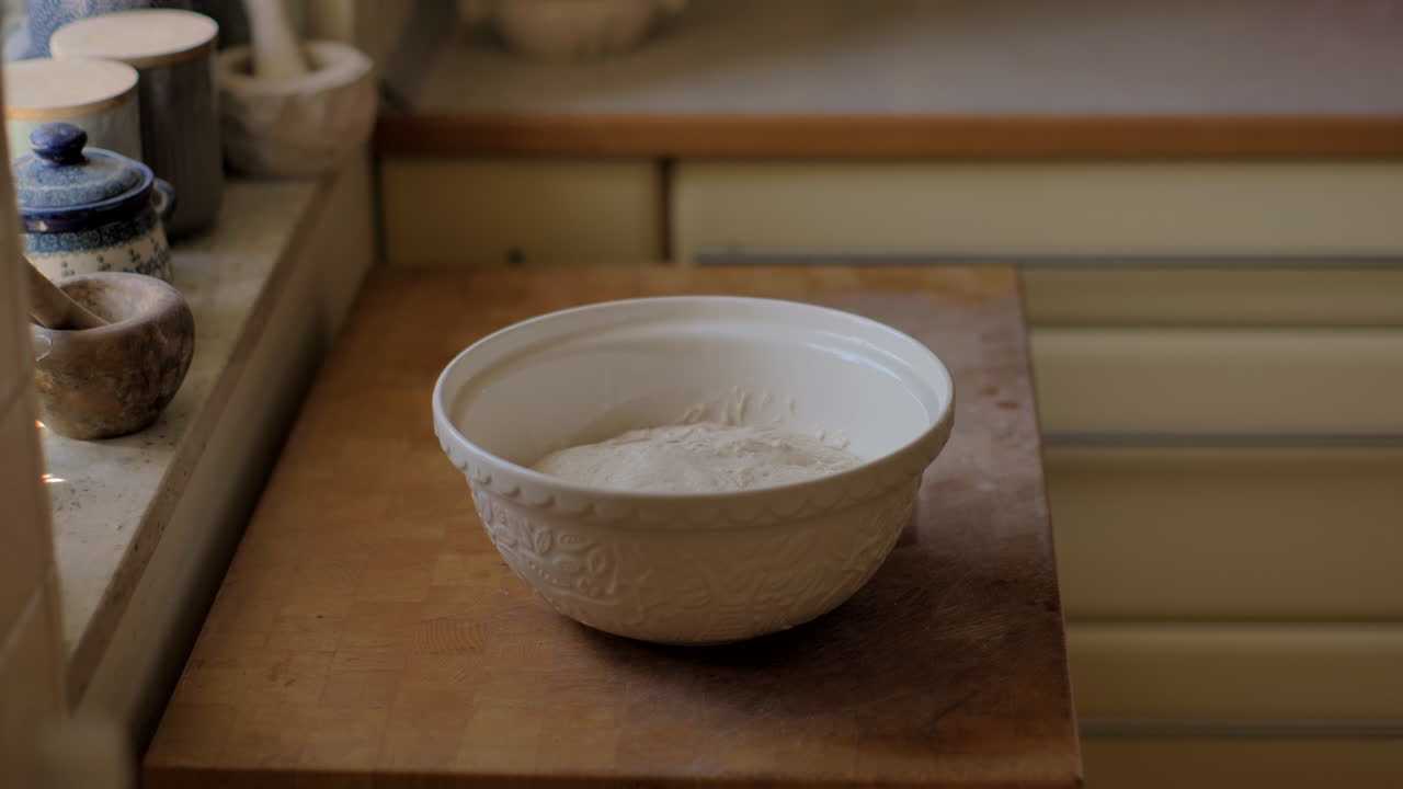 Preparing Dough in Kitchen