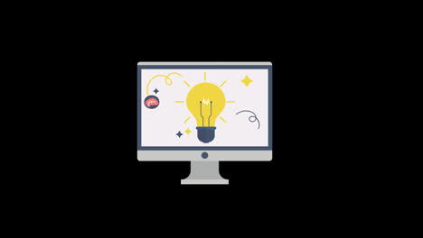 Startup-Desktop-Glühbirne,-Idee,-Symbol,-Animationsschleife,-Bewegungsgrafik,-Video,-Transparenter-Hintergrund-Mit-Alphakanal