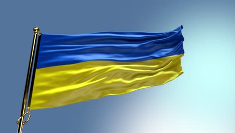 ukraine flag waving on brass pole