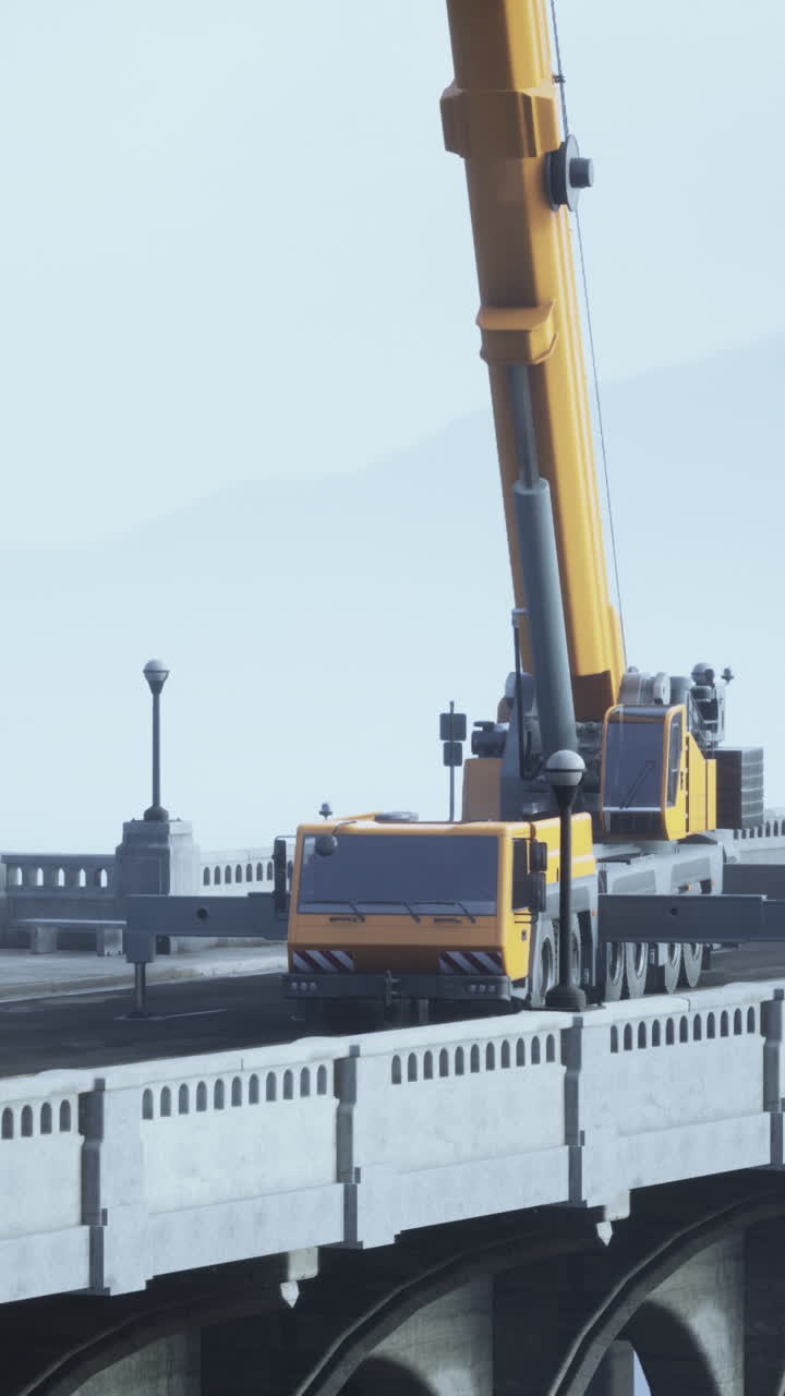 다리에 있는 노란색 크레인