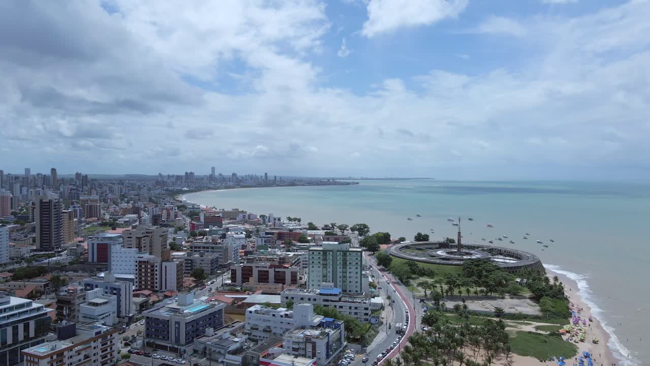 Tambau Beach Hotel In Joao Pessoa In The Paraíba Region, Brazil. Aerial Wide Shot