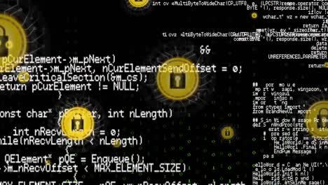 animazione di lucchetti di sicurezza online, codifica binaria e elaborazione dei dati