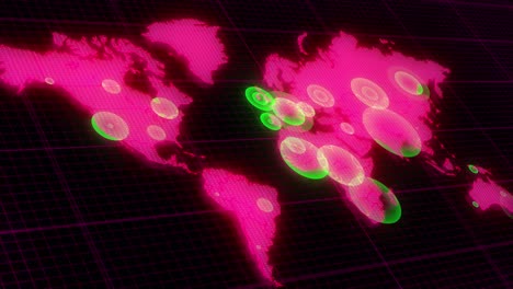 mapa del mundo animación de la pandemia del virus corona