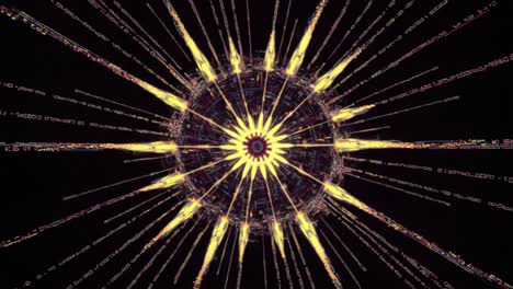 dynamic visual representation of energy fluctuations in a particle simulation, featuring radiant lines and a central core with evolving patterns