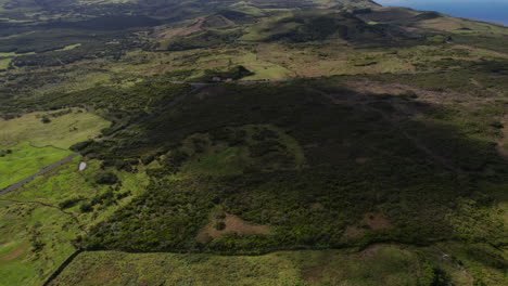 Tilt-up-reveal-of-landscape-panorama,-preserved-nature-in-remote-countryside